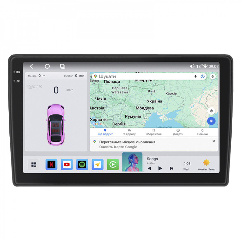 Штатная магнитола Lesko для Hyundai Avante III Рестайлинг 2003-2006 экран 9" 4/64 QLED CarPlay 4G Wi-Fi GPS 360 Prime