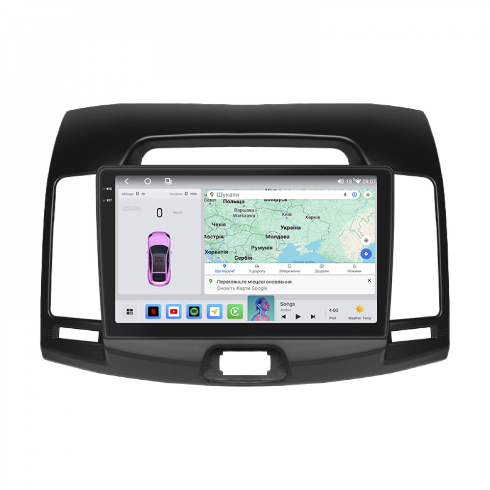 Штатная магнитола Lesko для Hyundai Avante IV 2006-2010 экран 9" 4/64 QLED CarPlay 4G Wi-Fi GPS 360 Prime