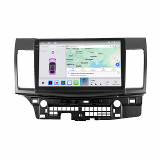 Штатная магнитола Lesko для Mitsubishi Lancer X Рестайлинг 2011-2015 экран 10" 4/64 QLED CarPlay 4G Wi-Fi GPS 360 Prime