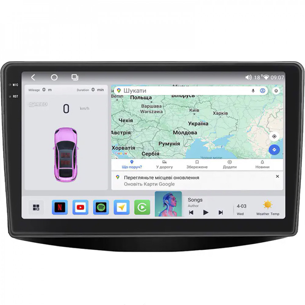 Штатная магнитола Lesko для Mitsubishi Grandis Auto A/C 2003-2011 экран 9" 4/64 QLED CarPlay 4G Wi-Fi GPS 360 Prime