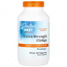 Гінкго Білоба, Extra Strength Ginkgo, Doctor's Best, екстрасильний, 120 мг, 360 веганських капсул