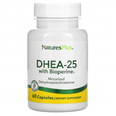 ДГЕА-25 з біоперіном, DHEA-25 With Bioperine, Nature's Plus, 60 вегетаріанських капсул