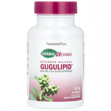 Гуггул, Gugulipid, Nature's Plus, Herbal Actives, 1000 мг, 30 таблеток