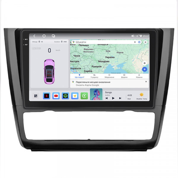 Штатная магнитола Lesko для BMW 1 серии I (E81/E82/E87/E88) Рестайлинг 2007-2011 экран 9" 4/64 QLED CarPlay 4G Wi-Fi GPS 360 Prime