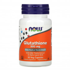 Глутатіон, Glutathione, Now Foods, 500 мг, 30 капсул