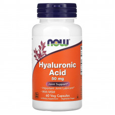Гіалуронова кислота та МСМ, Hyaluronic Acid, NOW Foods, 50 мг, 60 рослинних капсул