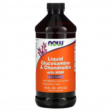 Глюкозамін та хондроїтин з МСМ, Glucosamine & Chondroitin with MSM, Now Foods, рідкий, 473 мл