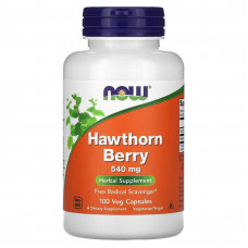 Глід, Hawthorn Berry, NOW Foods, ягоди, 540 мг, 100 вегетаріанських капсул