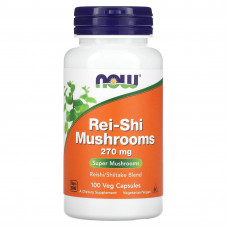 Гриби рейші, Rei-Shi Mushrooms, Now Foods, 270 мг, 100 вегетаріанських капсул