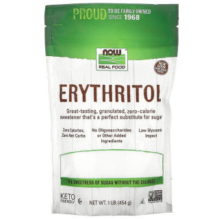 Еритритол (цукрозамінник), Erythritol, Now Foods, Real Food, 454 гр