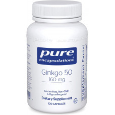 Гінкго Білоба, Ginkgo Biloba, Pure Encapsulations, для підтримки кисню, кровообігу та легенів проблем з пам'яттю, пов'язаних зі старінням, 160 мг, 120 капсул