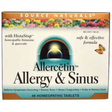 Гомеопатія для алергіків, Allergy & Sinus, Source Naturals, 48 таб.