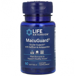 Здоров'я очей: комплекс із шафраном та астаксантином, Ocular Support, Life Extension, 60 м'яких капсул