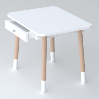 Дитячий столик з висувним ящиком 46х60х45, стіл трюмо в дитячу кімнату, білий