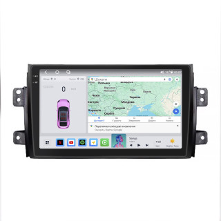 Штатная магнитола Lesko для Fiat Sedici  2005-2014 экран 9" 4/64 QLED CarPlay 4G Wi-Fi GPS 360 Prime