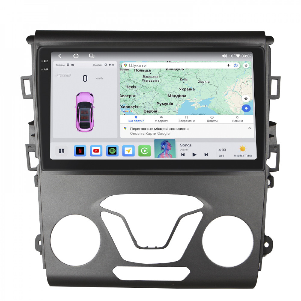 Штатная магнитола Lesko для Ford Fusion (North America) II 2012-2016 экран 9" 4/64 QLED CarPlay 4G Wi-Fi GPS 360 Prime