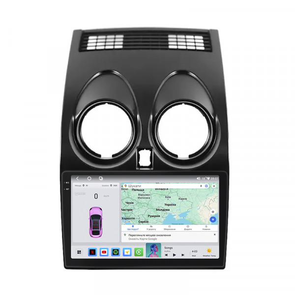 Штатная магнитола Lesko для Nissan Qashqai I 2006-2010 экран 9" 4/64 QLED CarPlay 4G Wi-Fi GPS 360 Prime