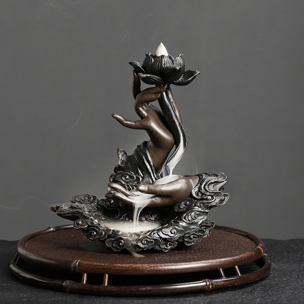 Подставка для благовоний JC2023041300002 Руки Будды с обратным потоком жидкого дыма держатель для ароматических палочек и конусов