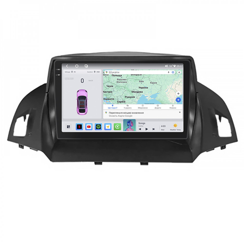 Штатная магнитола Lesko для Ford C-MAX II 2010-2015 экран 9" 4/64 QLED CarPlay 4G Wi-Fi GPS 360 Prime