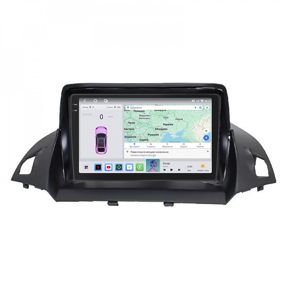 Штатная магнитола Lesko для Ford Escape III 2012-2015 экран 9" 4/64 QLED CarPlay 4G Wi-Fi GPS 360 Prime