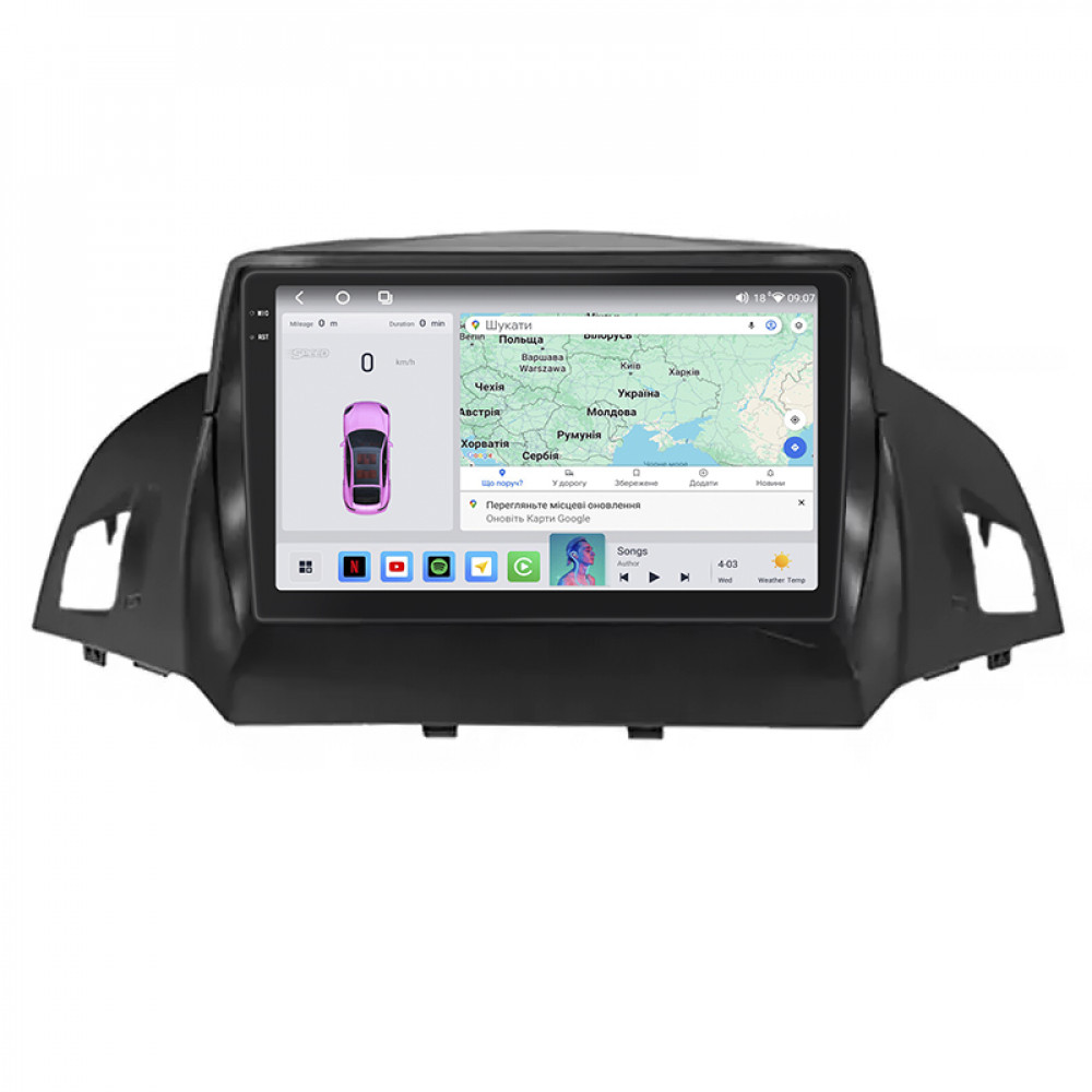 Штатная магнитола Lesko для Ford Kuga II 2012-2016 экран 9" 4/64 QLED CarPlay 4G Wi-Fi GPS 360 Prime