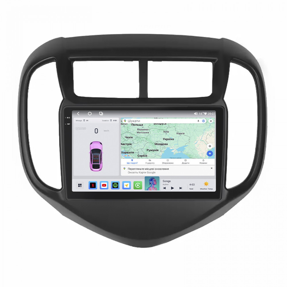 Штатная магнитола Lesko для Chevrolet Aveo III 2016-н.в. экран 9" 4/64 QLED CarPlay 4G Wi-Fi GPS 360 Prime