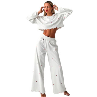 Женский костюм 2ZYCK8006B1 для дома пижама белый с сердечками S