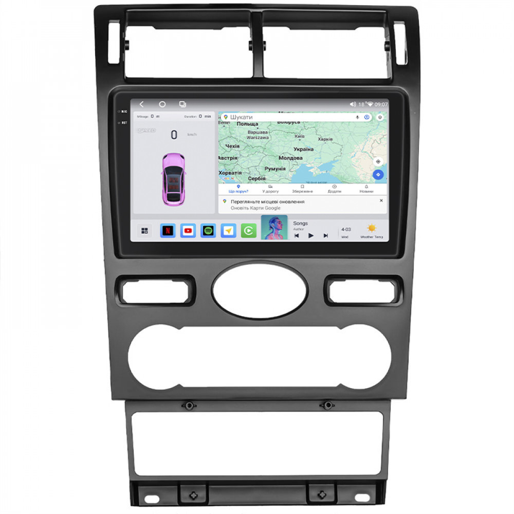 Штатная магнитола Lesko для Ford Mondeo III Рестайлинг 2003-2007 экран 9" 4/64 QLED CarPlay 4G Wi-Fi GPS 360 Prime