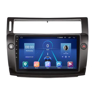 Штатная магнитола Lesko для Citroen C4 I 2004-2014 экран 9" 6/128Gb 4G Wi-Fi GPS Top