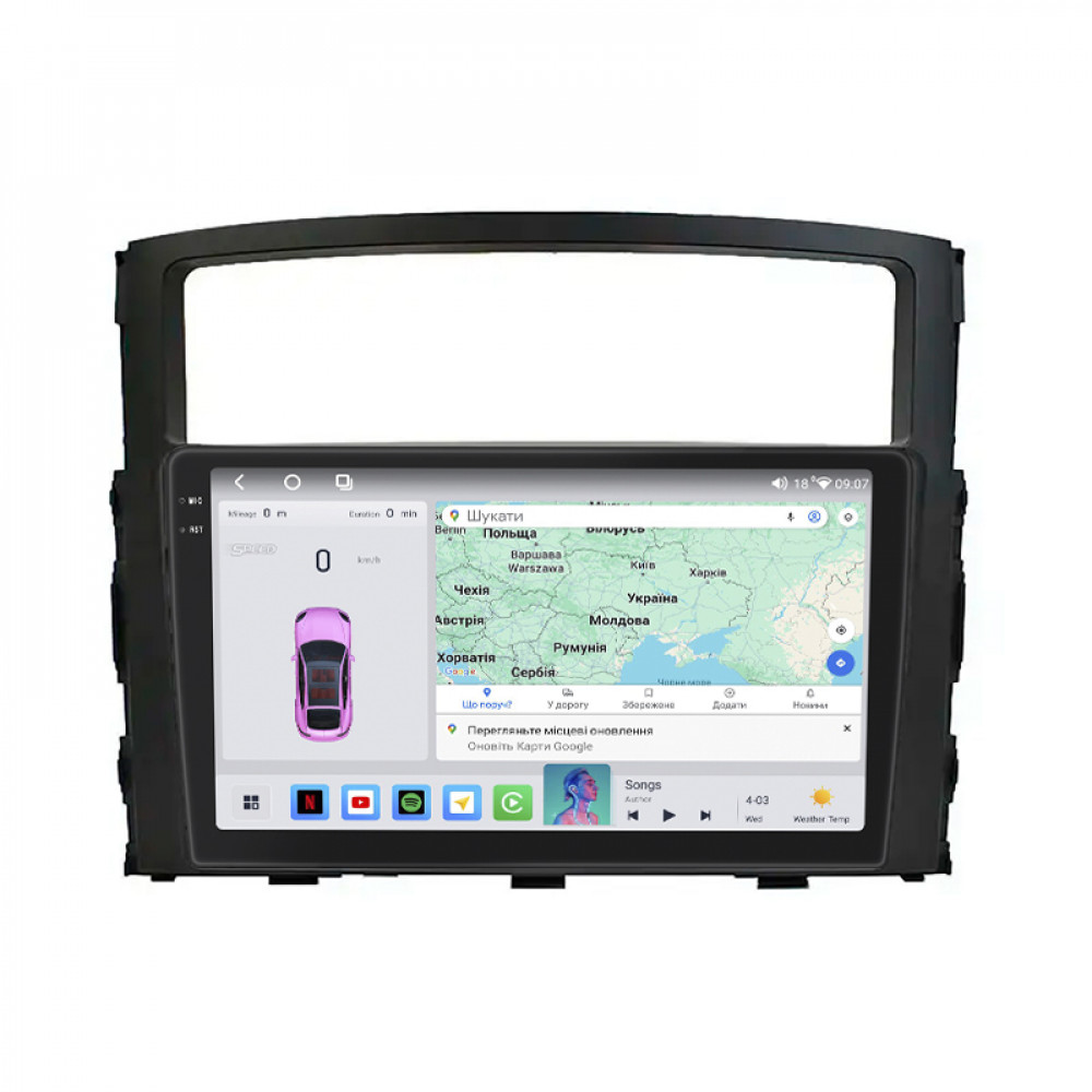Штатная магнитола Lesko для Mitsubishi Montero IV 2006-н.в. экран 9" 4/64 QLED CarPlay 4G Wi-Fi GPS 360 Prime