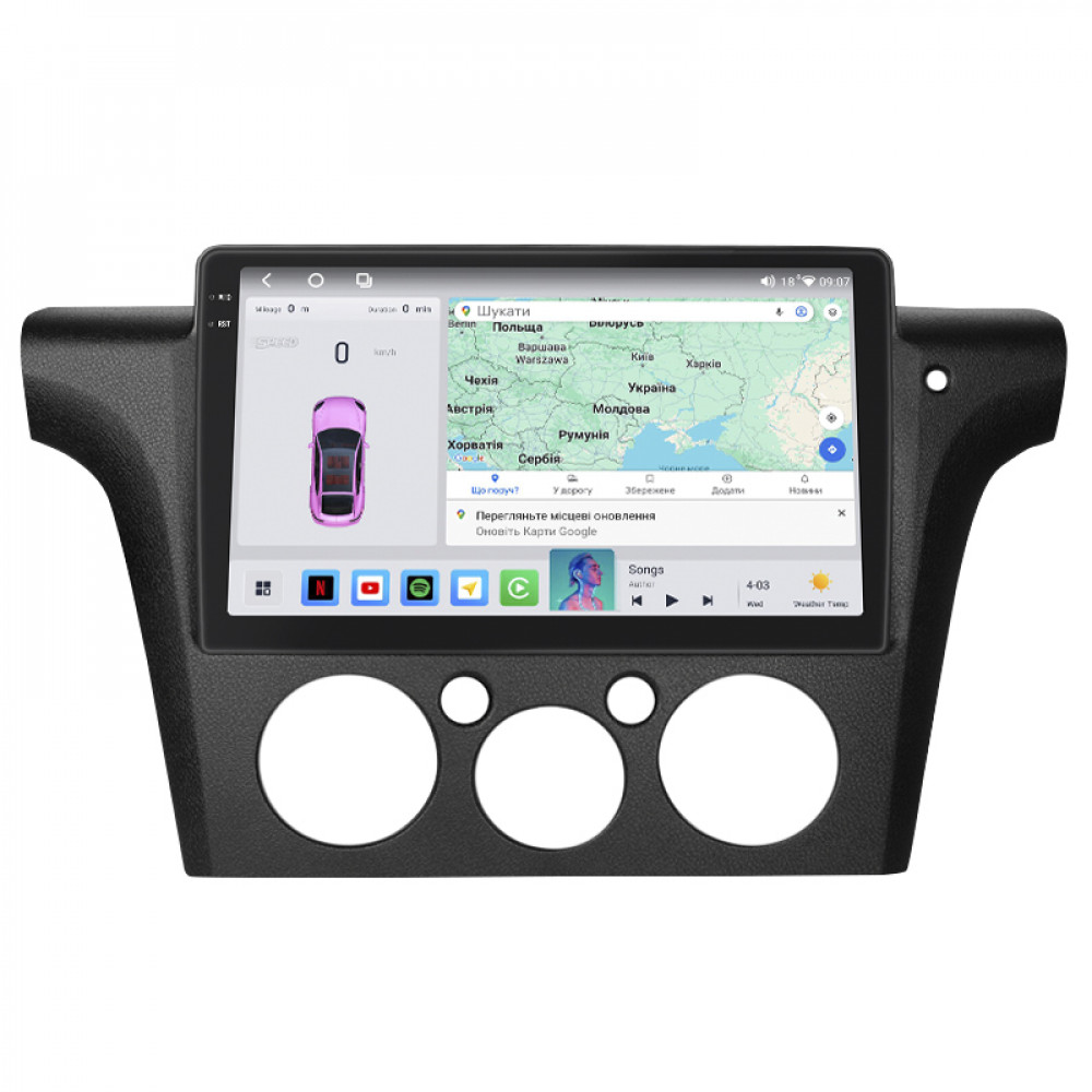 Штатная магнитола Lesko для Mitsubishi Outlander Right wheel 2003-2006 экран 10" 4/64 QLED CarPlay 4G Wi-Fi GPS 360 Prime