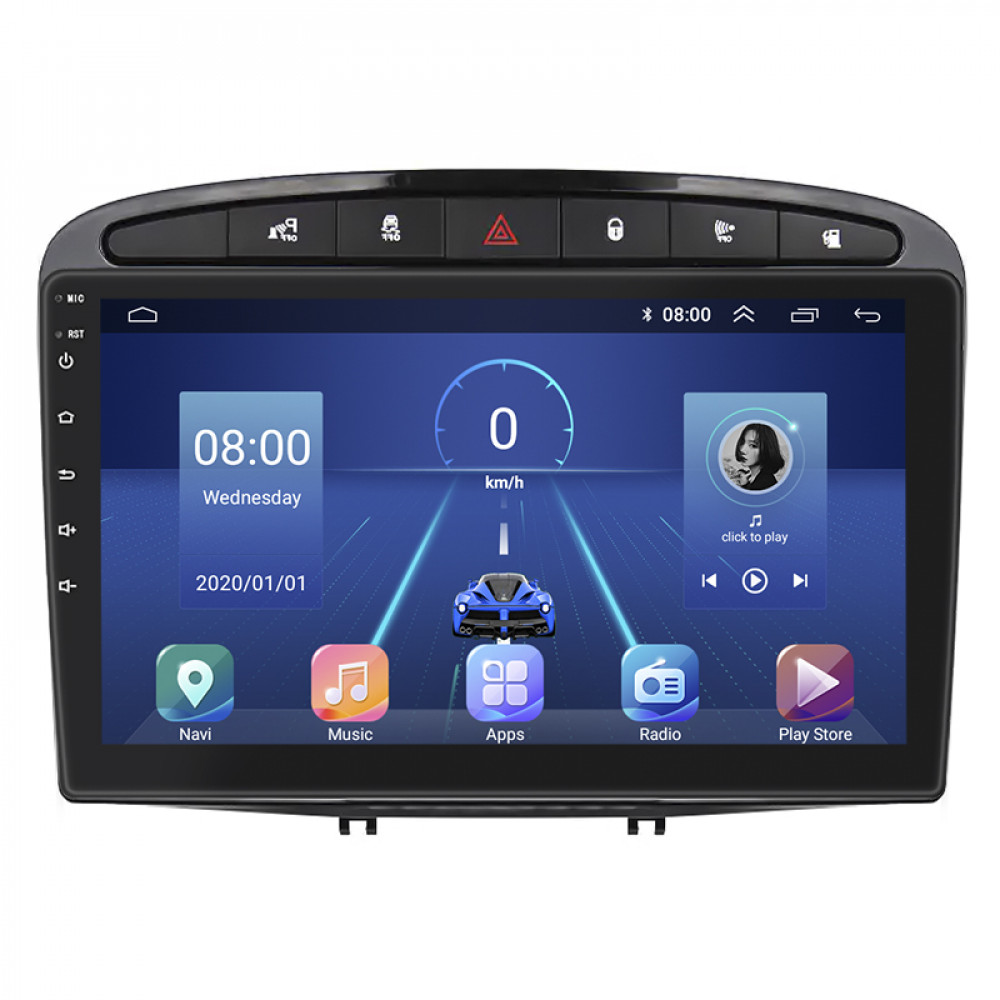 Штатная магнитола Lesko для Peugeot 308 I 2007-2011 экран 9" 4/32Gb 4G Wi-Fi GPS Top