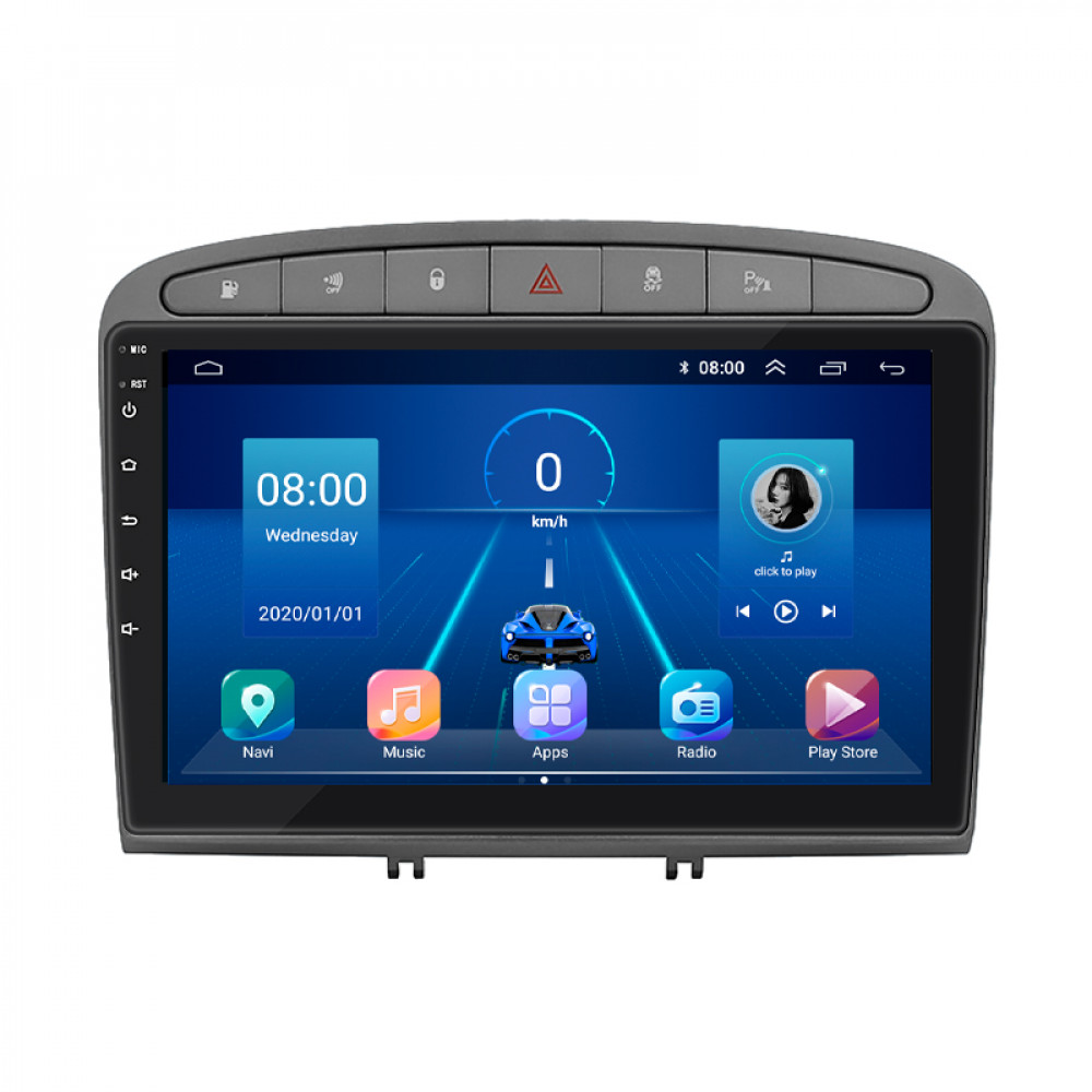 Штатная магнитола Lesko для Peugeot 308 I Рестайлинг 2011-2015 экран 9" 6/128Gb 4G Wi-Fi GPS Top