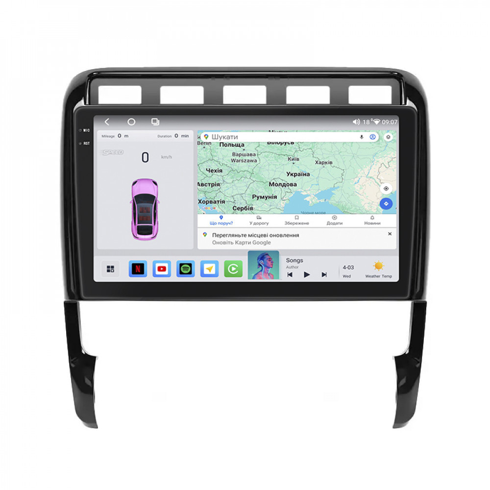 Штатная магнитола Lesko для Porsche Cayenne I Рестайлинг (957) 2007-2010 экран 9" 4/64 QLED CarPlay 4G Wi-Fi GPS 360 Prime