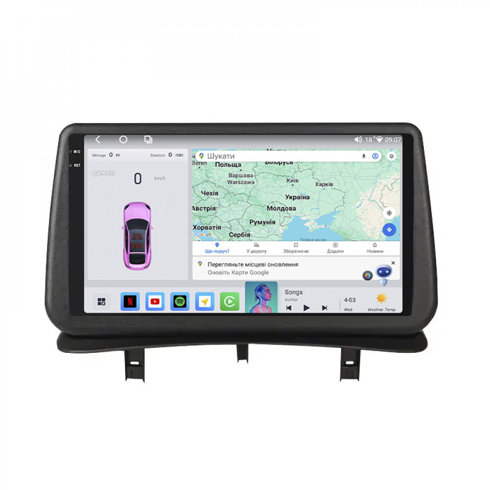 Штатная магнитола Lesko для Renault Clio III Рестайлинг 2009-2014 экран 9" 4/64 QLED CarPlay 4G Wi-Fi GPS 360 Prime