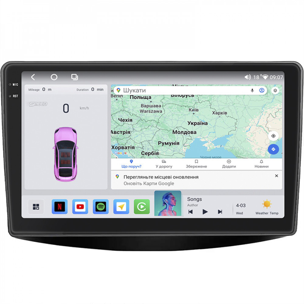 Штатная магнитола Lesko для Mitsubishi Grandis Manual A/C 2003-2011 экран 9" 4/64 QLED CarPlay 4G Wi-Fi GPS 360 Prime