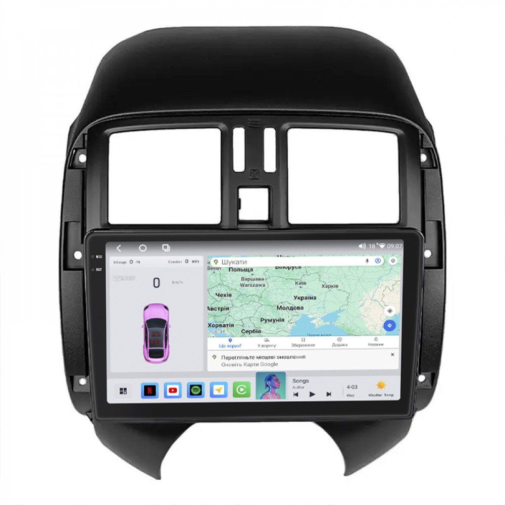 Штатная магнитола Lesko для Nissan Almera III (G15) 2012-2018 экран 9" 4/64 QLED CarPlay 4G Wi-Fi GPS 360 Prime