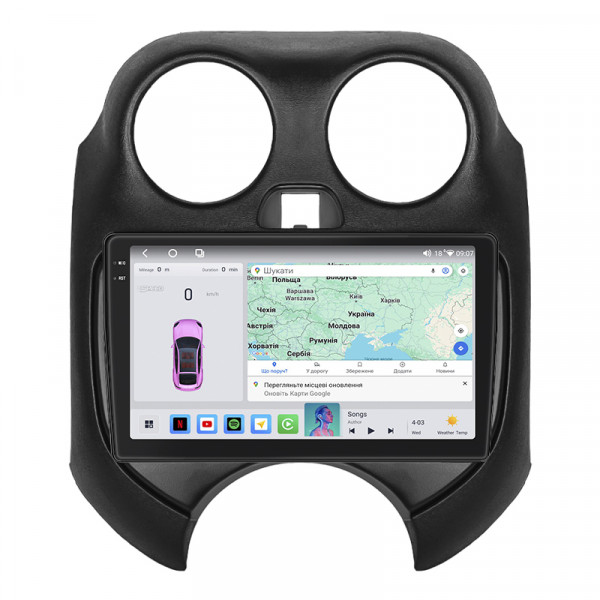 Штатная магнитола Lesko для Nissan March IV (K13) Рестайлинг 2013-н.в. экран 9" 4/64 QLED CarPlay 4G Wi-Fi GPS 360 Prime