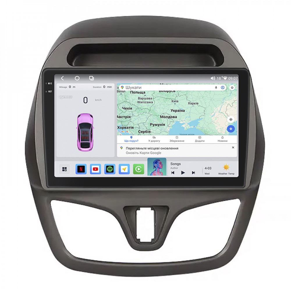 Штатная магнитола Lesko для Chevrolet Spark IV 2015-2018 экран 9" 4/64 QLED CarPlay 4G Wi-Fi GPS 360 Prime