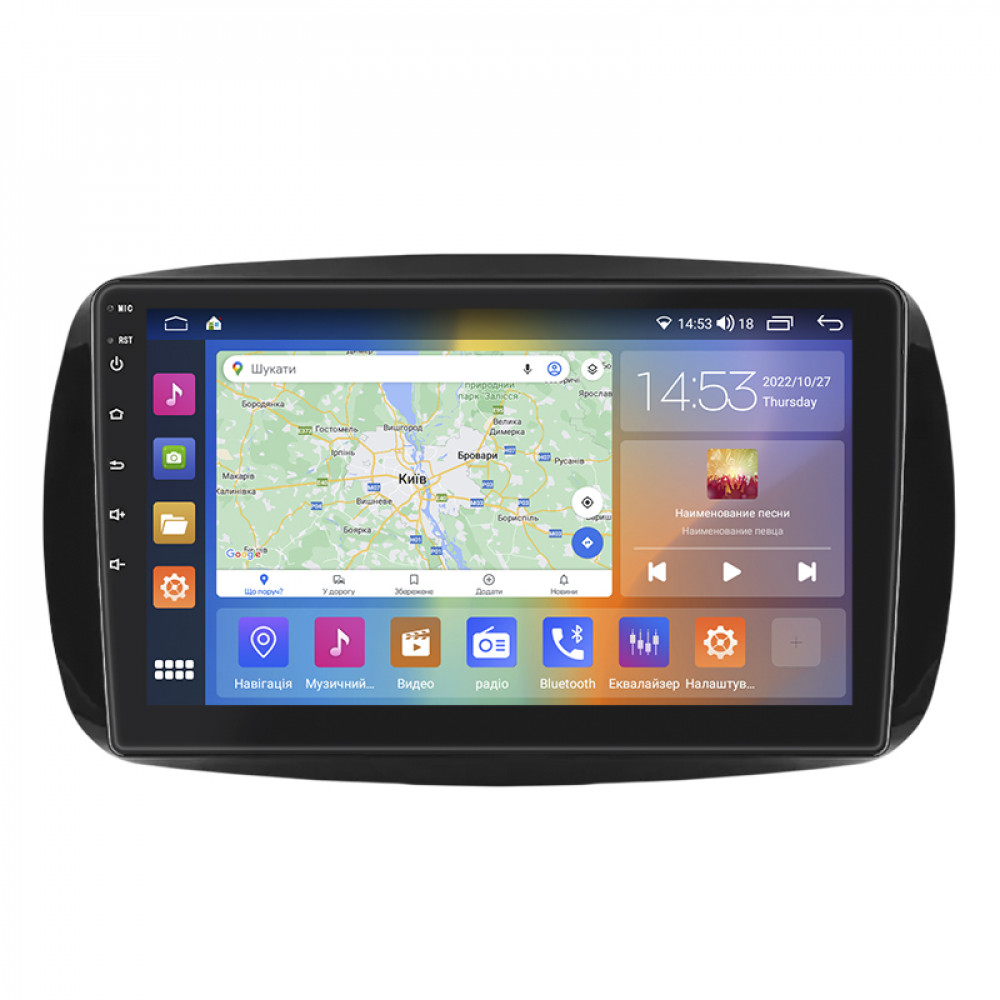 Штатная магнитола Lesko для Smart Fortwo III 2014-н.в. экран 9" 2/32Gb CarPlay 4G Wi-Fi GPS Prime