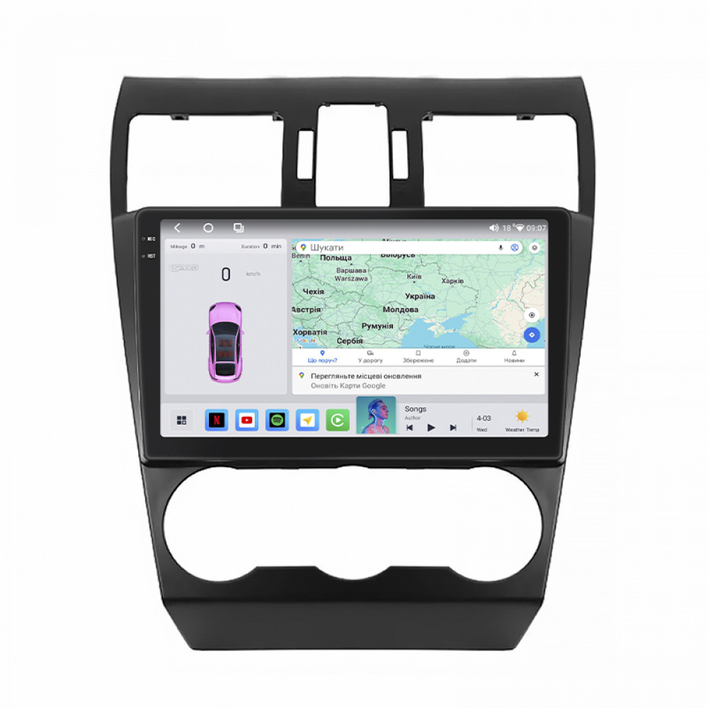 Штатная магнитола Lesko для Subaru Forester IV Рестайлинг 2015-2016 экран 9" 4/64 QLED CarPlay 4G Wi-Fi GPS 360 Prime