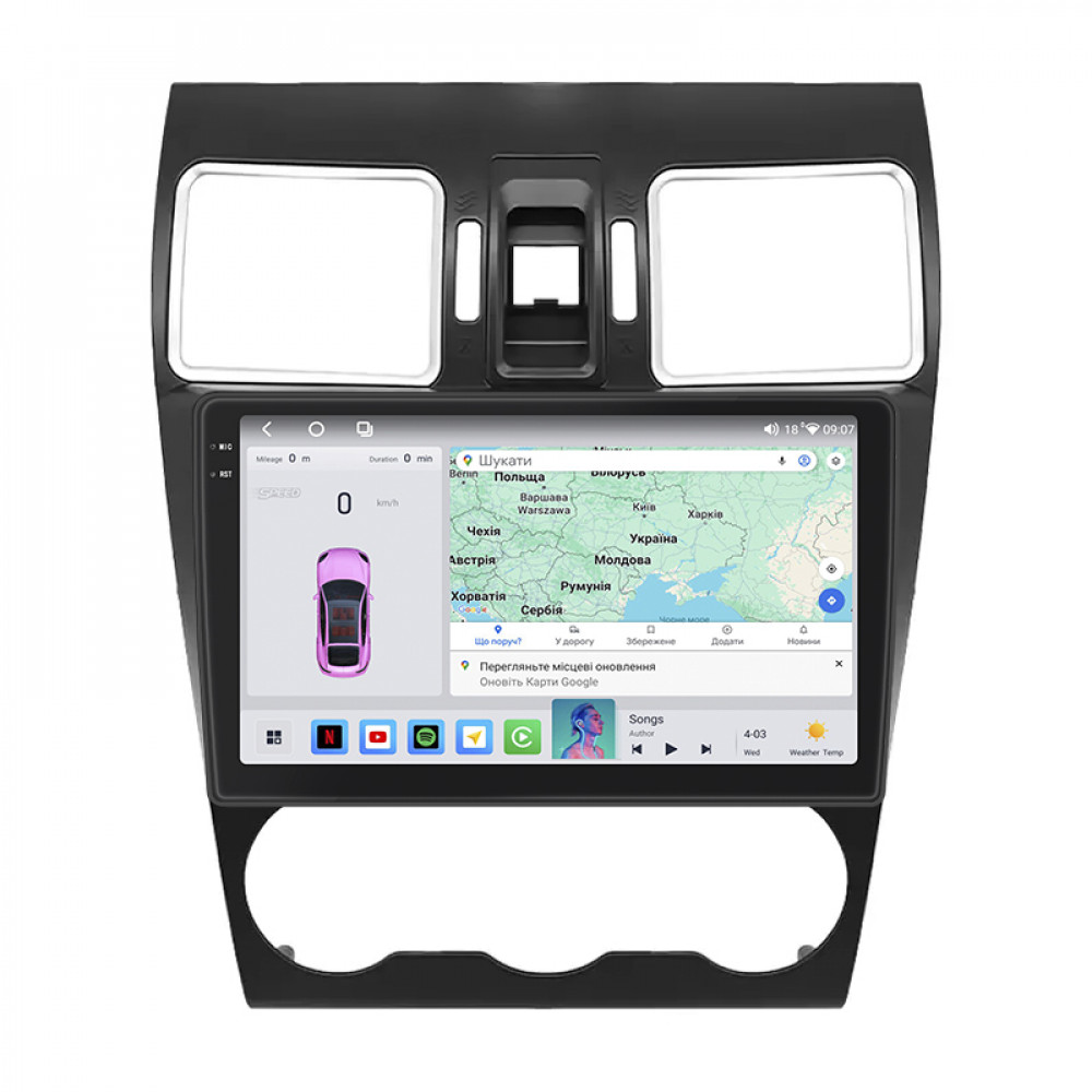 Штатная магнитола Lesko для Subaru XV I Рестайлинг 2015-2017 экран 9" 4/64 QLED CarPlay 4G Wi-Fi GPS 360 Prime