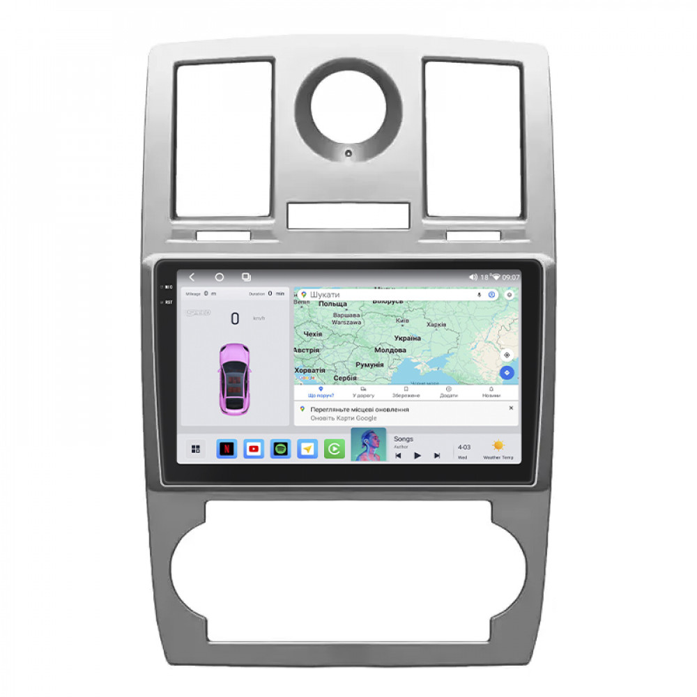 Штатная магнитола Lesko для Chrysler 300C I 2004-2011 экран 9" 4/64 QLED CarPlay 4G Wi-Fi GPS 360 Prime