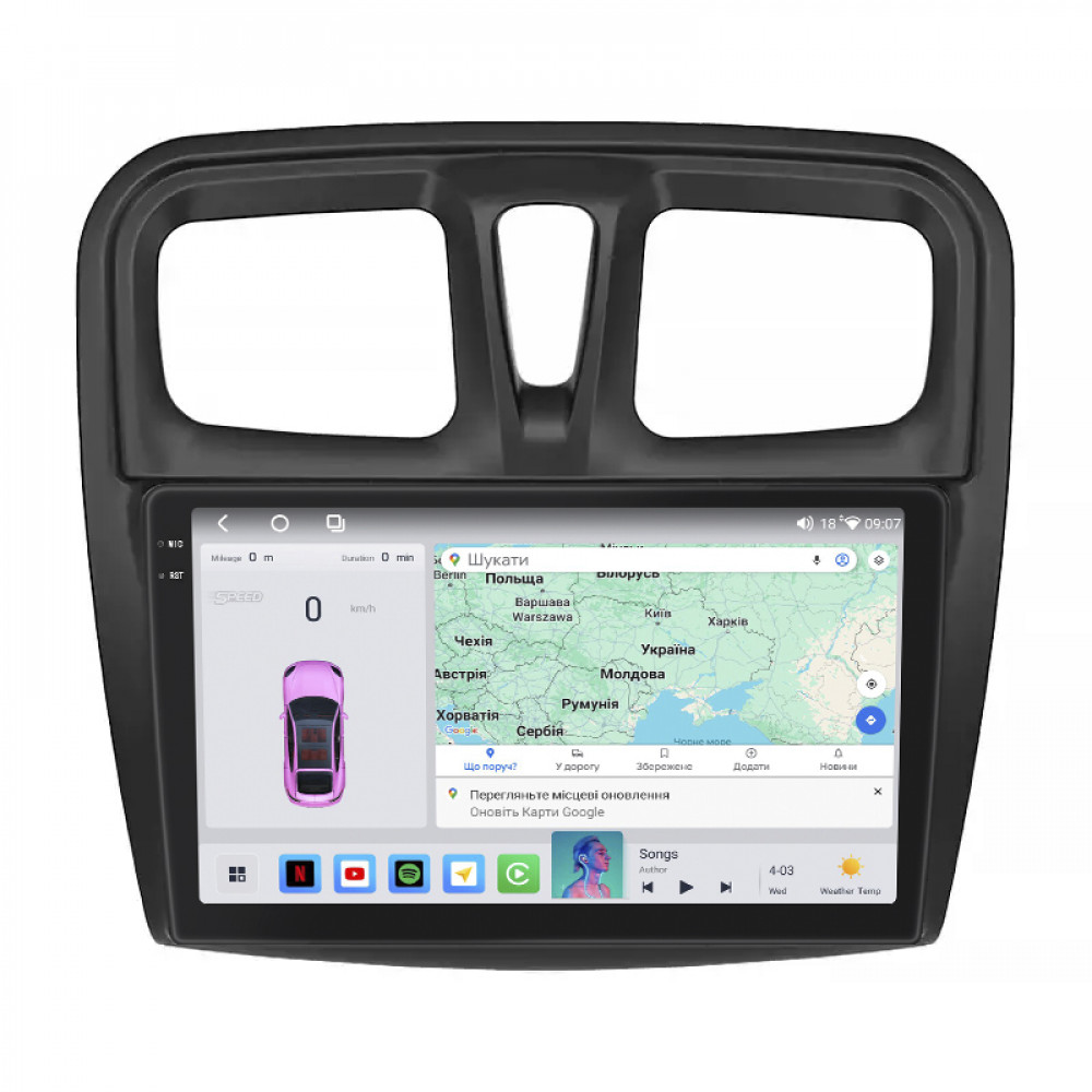 Штатная магнитола Lesko для Dacia Sandero II Рестайлинг ver 3 2016-2020 экран 10" 4/64 QLED CarPlay 4G Wi-Fi GPS 360 Prime