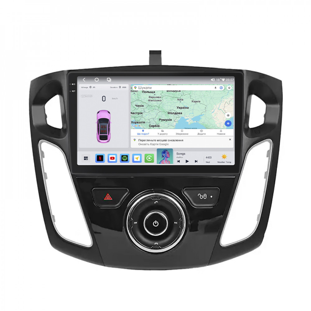 Штатная магнитола Lesko для Ford Focus III 2011-2015 экран 9" 4/64 QLED CarPlay 4G Wi-Fi GPS 360 Prime
