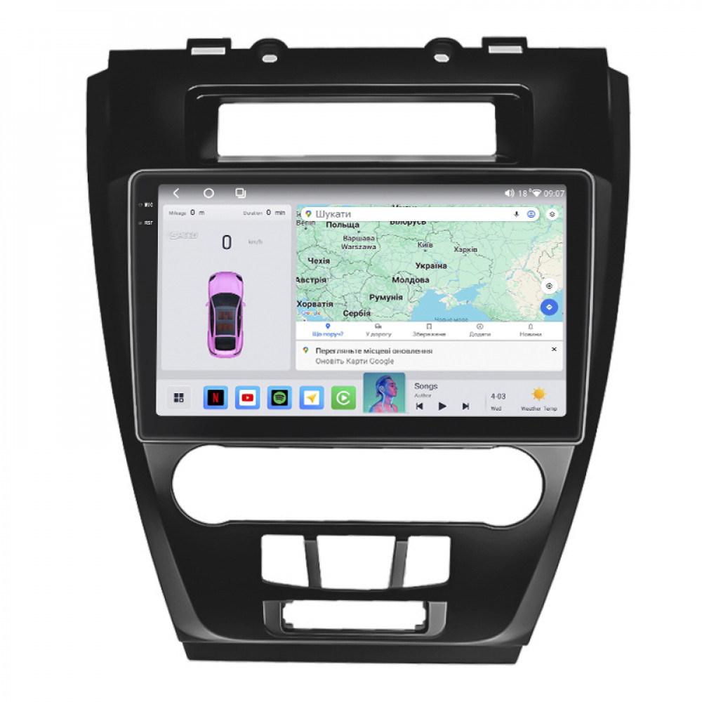 Штатная магнитола Lesko для Ford Fusion (North America) I 2005-2012 экран 10" 4/64 QLED CarPlay 4G Wi-Fi GPS 360 Prime