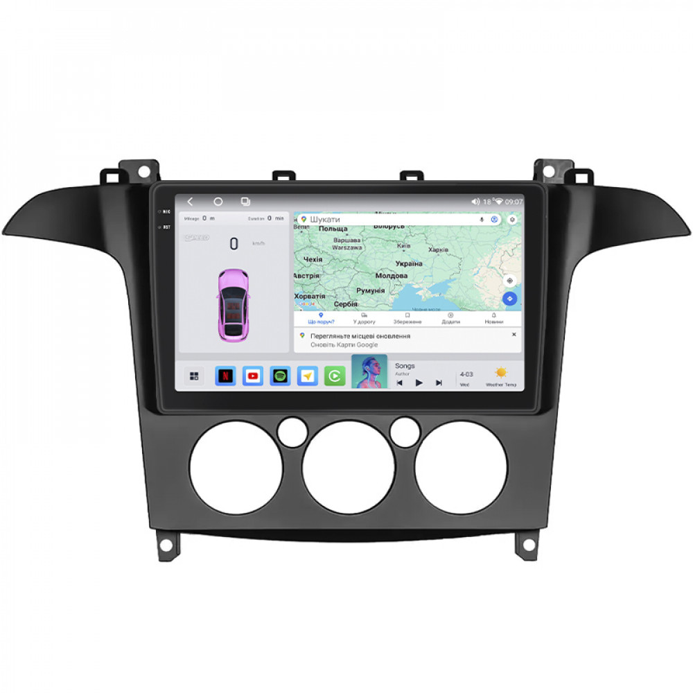 Штатная магнитола Lesko для Ford Galaxy II 2006-2010 экран 9" 4/64 QLED CarPlay 4G Wi-Fi GPS 360 Prime