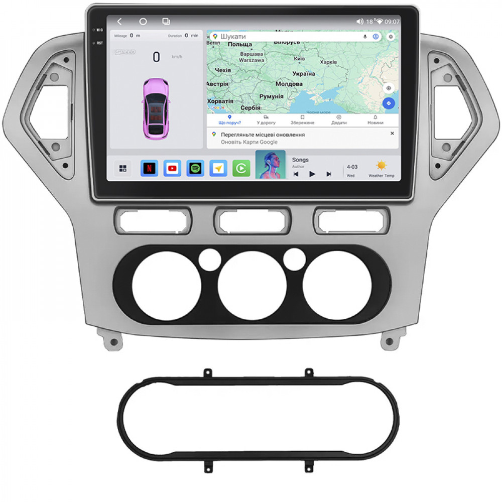 Штатная магнитола Lesko для Ford Mondeo IV 2006-2010 экран 10" 4/64 QLED CarPlay 4G Wi-Fi GPS 360 Prime