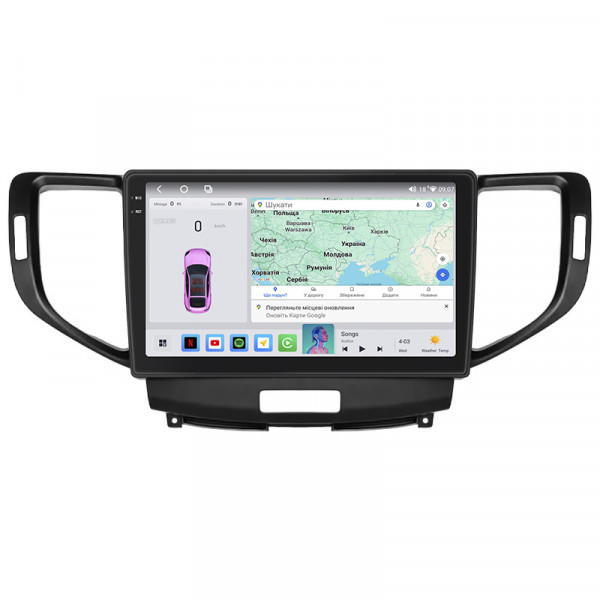 Штатная магнитола Lesko для Honda Accord VIII 2007-2011 экран 9" 4/64 QLED CarPlay 4G Wi-Fi GPS 360 Prime