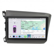 Штатная магнитола Lesko для Honda Civic IX 2011-2015 экран 9" 4/64 QLED CarPlay 4G Wi-Fi GPS 360 Prime